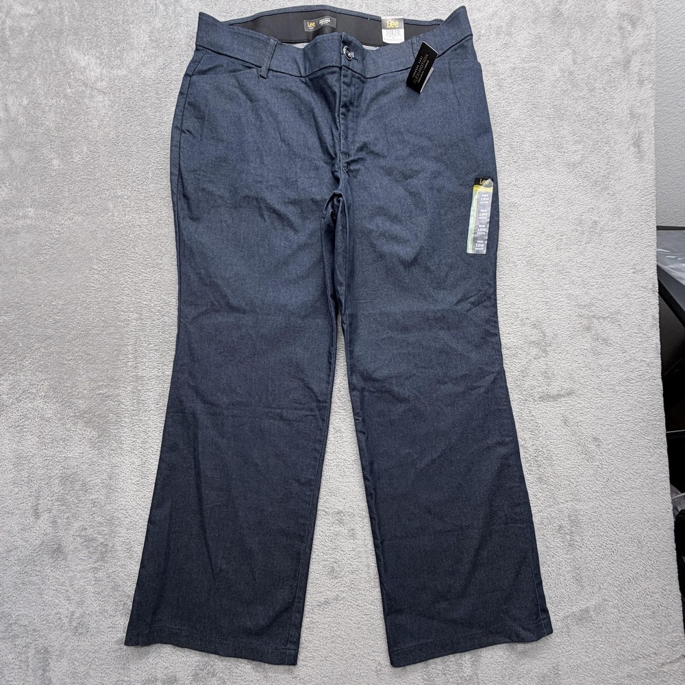 Lee Pants Womens Petites 18W Blue Trouser Flex Motion Regular Fit Mid Rise